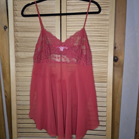 Victoria's Secret Other - Victoria's Secret Red Lace Lingerie Size Medium, Open Back And Sheer